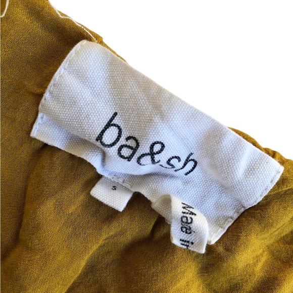 BA&SH Nina tiered printed crepe mini dress in mustard - Picture 7 of 11